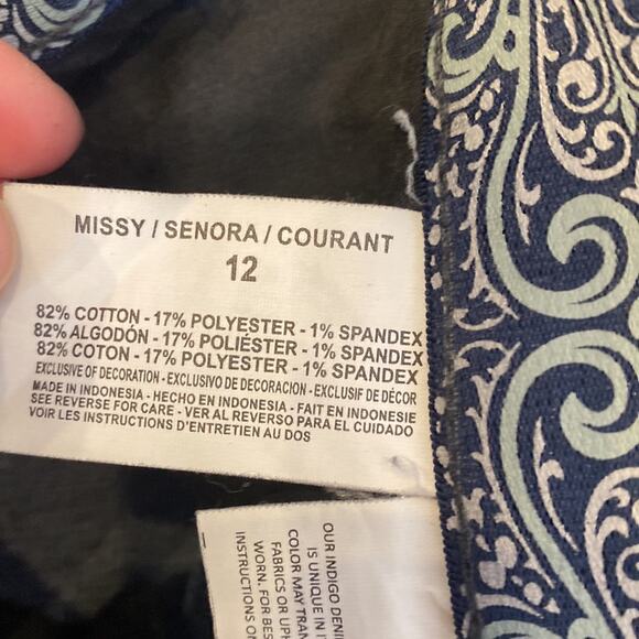 Gloria Vanderbilt Celina Dark Blue Elastic Waist Denim Jean Shorts Sz 12 - Picture 5 of 12